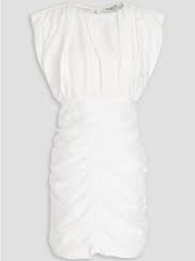 Sandro Ruched Crinkled Twill Mini Dress In White
